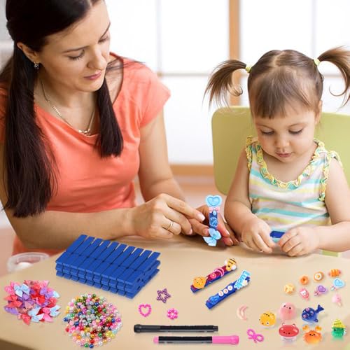 JOICEE 80 Set Cheer Pins Spirit Clips DIY Cheer Clothes Pins Kit - color: Blue
