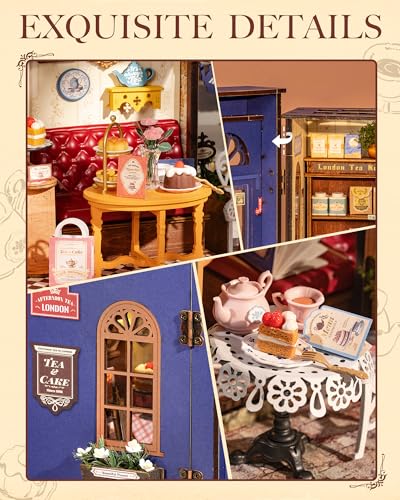 Rolife Tea Room DIY Miniature Dollhouse Kit Creative Gift for Adults - color: Leisure Time Tea Room