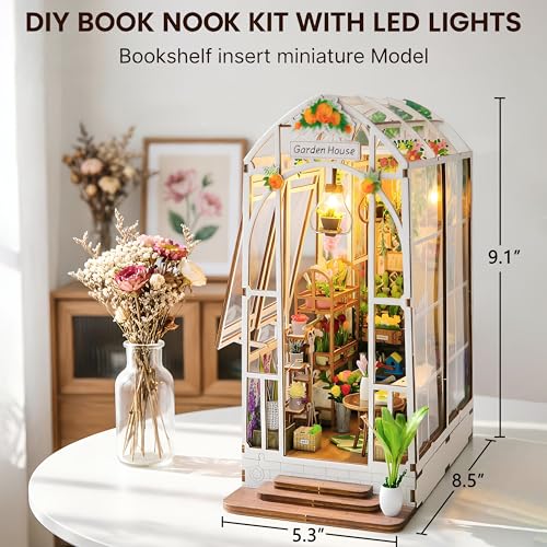 Book Nook Kit for Adults Teen, Miniature House Kit Garden Dolhouse - color: Garden House