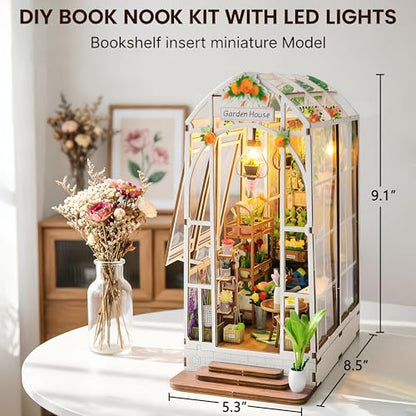 Book Nook Kit for Adults Teen, Miniature House Kit Garden Dolhouse - color: Garden House
