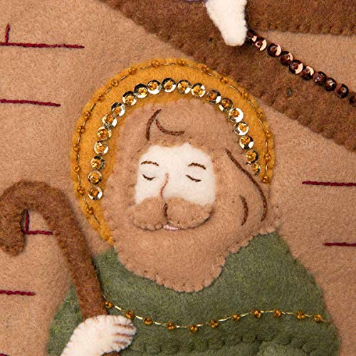 Bucilla 89220E Felt Applique Christmas Wall Hanging Kit, 16" x 22", Away in The Manger - style: Wall Hanging