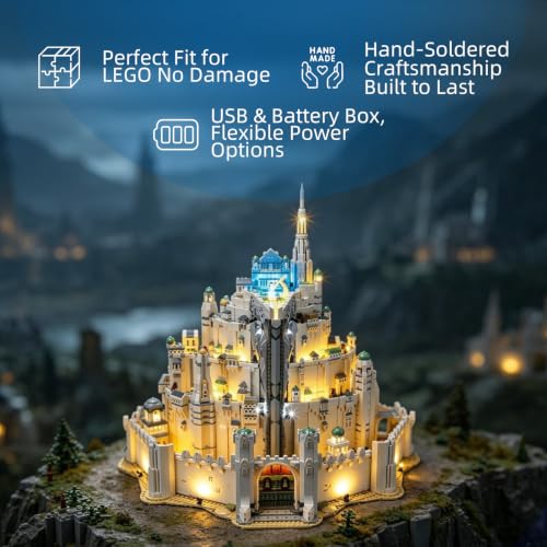YEABRICKS LED Light for Lego 11377 Icons The Lord of the Rings: Minas Tirith Building Blocks Model -Gift for Collectors & Hobbyists(Building Set NOT Included) - style: Only Light Minas Tirith