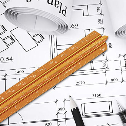 12" Architectural Scale Ruler Aluminum Architect Scale Ruler, Golden - color: Golden