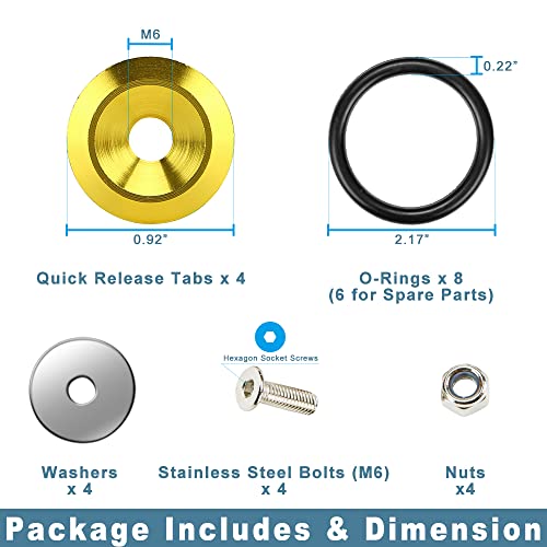 JDM Bumper Quick Release Fastener Kit 4-Piece Gold - color: Gold