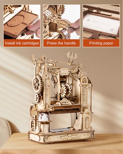 3D Puzzles for Adults - Wooden Puzzles for Adults, Classic Printing Press Building Kits, Wood Puzzles