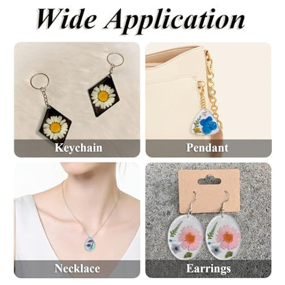 Roxjaejae 46 PCS Resin Earring Molds Silicone Kit, Resin Jewelry Making Kit with Built-in Holes for Earrings, Necklace, Pendants, Keychains