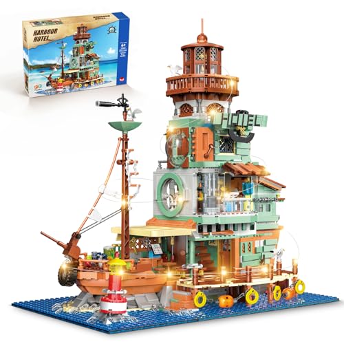 HSANHE Harbour Hotel Mini Bricks Building Kit, Ideas Creative Architecture Building Toys Birthday Gift for Adult Boys Girls -2142 Pieces - color: Harbour Hotel