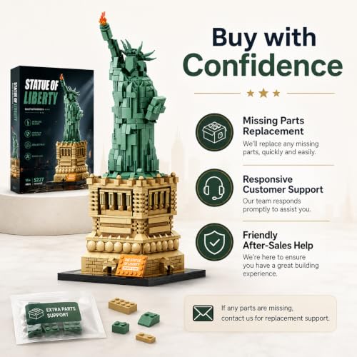 Statue of Liberty Building Sets 1470 Pieces Architecture Model Kit with Display Base New York City Landmark Souvenir Gift Construction Toy for Adults & Teens - color: Green