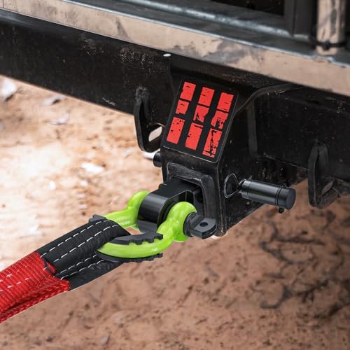 Nilight 3/4" Anti-Theft D Ring Shackle Hitch Receiver 2" Solid Towing Kit | 45000 LBs Breaking Strength 5/8" Trailer Hitch Lock Pin Heavy Duty Solid Towing Kit for Trucks Off Road Green&Black - color: Hitch w/ Lock Pin Black Green