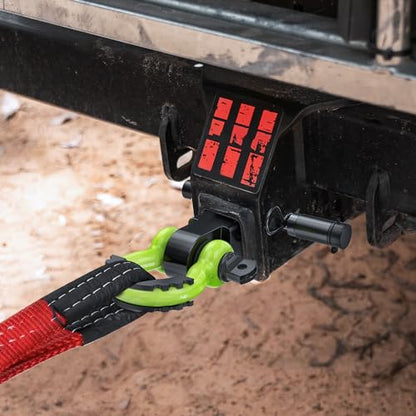 Nilight 3/4" Anti-Theft D Ring Shackle Hitch Receiver 2" Solid Towing Kit | 45000 LBs Breaking Strength 5/8" Trailer Hitch Lock Pin Heavy Duty Solid Towing Kit for Trucks Off Road Green&Black - color: Hitch w/ Lock Pin Black Green