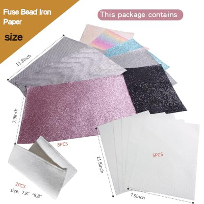Fuse Bead Iron Paper Ironing Cloth Thick Texture Edge Binding Heat-Resistant Reusable Rainbow Gradient Fabric for Fuse Bead Towel Iron-On Transfer Craft Accessories Tool(Size:7.9"X11.8"A4) - size: Large