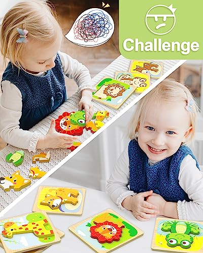 Benresive Wooden Toddler Puzzles, Montessori Toddler Toys for 1 2 Year Old - style: 6 PCS