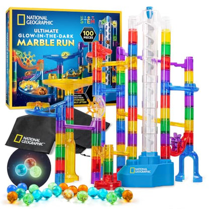 National Geographic Glow-in-the-Dark Motorized Marble Run for Kids 8-12 - style: 100-Piece Glow-in-the-Dark Marble Run