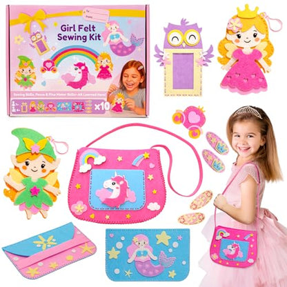 CiyvoLyeen Girl Sewing Kit for Kids -Easy & Fun Felt Sewing Crafts with Instructions, Arts and Crafts Gift, Play and Learn My First Sewing Kit for Ages 6 7 8 9 10 11 12