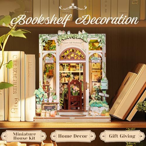 CUTEBEE Book Nook Kit - DIY Miniature House Dollhouse Kit for Adults