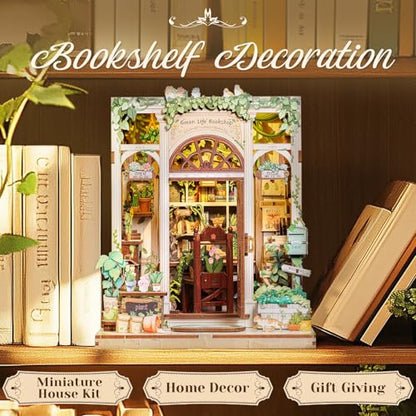 CUTEBEE Book Nook Kit - DIY Miniature House Dollhouse Kit for Adults