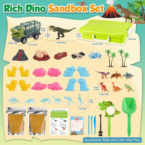 FRUSE Dinosaur Sensory Sand Kit,Sensory Bin Sand Toy,Dinosaur Toys for Kids