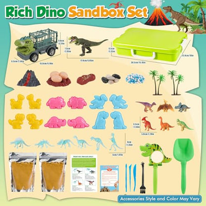 FRUSE Dinosaur Sensory Sand Kit,Sensory Bin Sand Toy,Dinosaur Toys for Kids