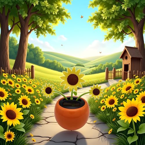 Yellow Solar Powered Dancing Flower, Decoration Gift, Swinging Dancer, No Battery Required, Sunflower Flower Solar Power Kits (Sun Flower)