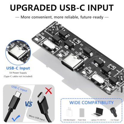 4 PCS Breadboard Power Supply Modules, USB-C 3.3V/4.8V (±0.2V) Switchable Breadboard Power Supply with PPTC Protection, LED Indicators, Compatible with Breadboards, Arduino, ESP32, Raspberry Pi