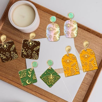 CHGCRAFT Divination Clay Texture Mat Moth Crystal Pattern Modeling Pattern Pad Texture Sheets for Polymer Clay Making Earrings Jewelry, 4x2.6inch - style: Divination Pattern