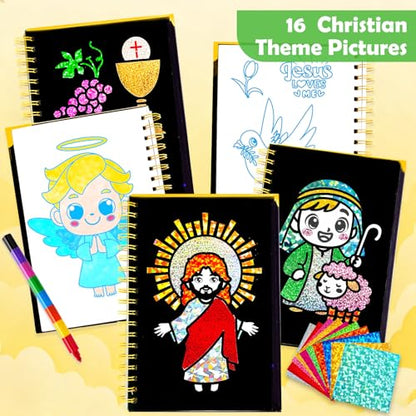 FUNNYB&G Foil Art Craft Kit for Kids, Sparkly Birthday Gift Toy for Kids - style: Christian