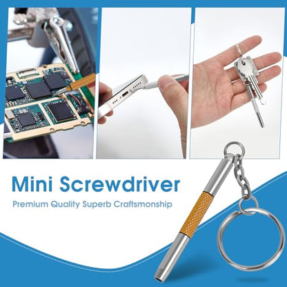 UNEAK - Eyeglass Screwdriver Repair Kit Silver & Yellow Precision 3 in 1 Mini Screwdrivers Set Keychain Glasses, Sunglasses, Sunglass, Watch, Electronics, Eyeglasses, Flat Head, Phillips, Hex - color: Silver Yellow