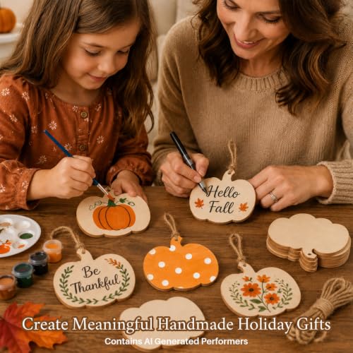 MAQIHAN Wooden Pumpkin Craft Kit 30 Pcs - Unfinished Fall Halloween Decor - size: Pumpkin