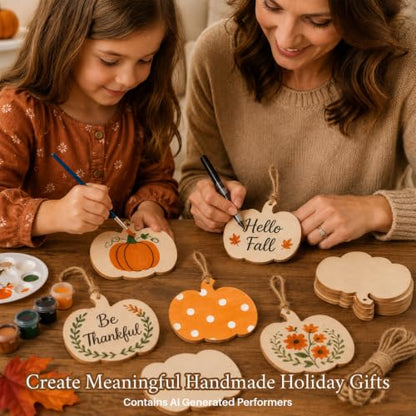 MAQIHAN Wooden Pumpkin Craft Kit 30 Pcs - Unfinished Fall Halloween Decor - size: Pumpkin