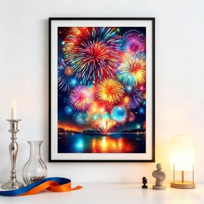 5D Colorful Fireworks Diamond Art kits for Adults Beginners 12x16inch - color: KM1347-1