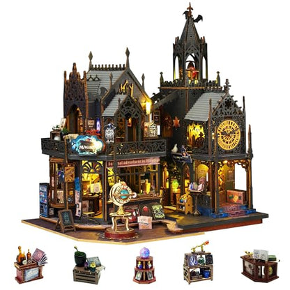 Flever Dollhouse Miniature DIY House Kit Creative Room with Furniture for Romantic Artwork Gift (Holo Magic City II) - color: Holo Magic City II