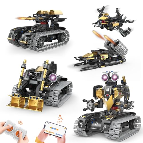Robot Building Kit with Remote Control, STEM Gifts for Kids Age 8-12, Science Robot Kit Coding Robotics Technic Toy for Boys Girls Birthday Gifts, 5-in-1 Models with 323 Pieces - color: Grey