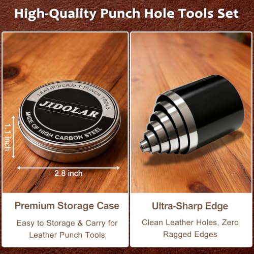 Leather Circle Cutter Tool Set, 12 Pieces Small Circle Punch Tools 2/4/6/8/10/12/14/16/18/20/22/24mm, High Carbon Steel Round Cutting Dies - Leather Hole Punch Tool Kit for DIY Leathercrafts - size: 12 Sizes