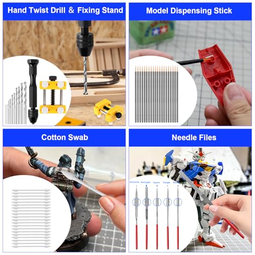 Gundam Tool Kit, 170 Pcs Professional Model Tool Kit for Gundam, Model Kit Tools with Decals Sticker Operated Box, Gunpla Tool Kits for Adults, Model Building Tools Hobby Tools for Repairing Painting - color: 170pcs