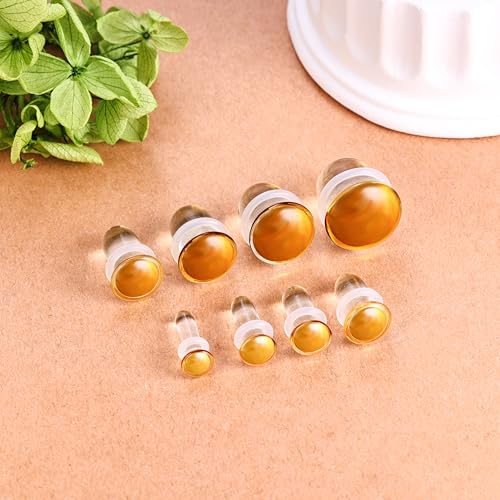 Glass Ear Stretching Kit Single Flare Plugs & Rubber Rings Unique 1mm Increments 3mm-25mm Gradual Sizing Smooth Glass Gauges for Daily Wear Earring Expander Stretcher Piercing Body Jewelry 2Pc - color: Brown, size: 14mm