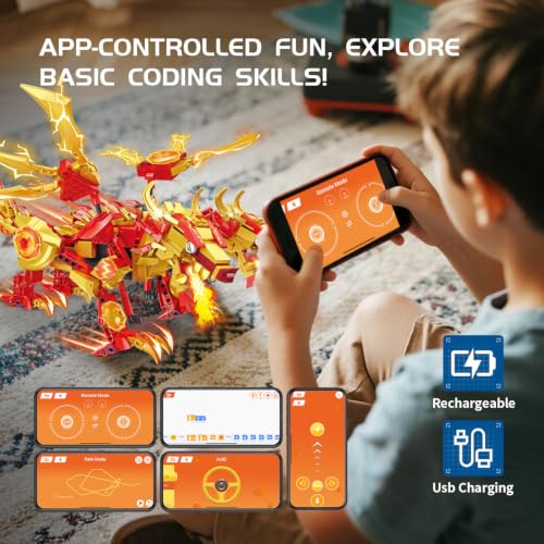Remote Control Dragon Building Kit, STEM Compatible with Lego for Kids 8-12