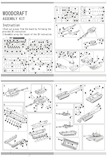 3D Wooden Puzzles Laser Engraving DIY Safe Assembly Constructor Kit Toy for Teens and Adults (Tank)