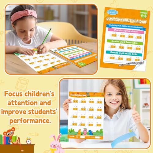 Addition and Subtraction Workbook Double Digit Math Problem Workbook for 1st Grade 2nd Grade 3rd Graders, Addition&Subtraction Worksheets for Ages 5-9, Math Repetition Exercise Daily, 56 Pages - style: Level 3（Addition and Subtraction）