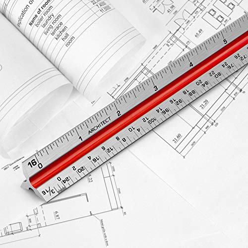 12" Architectural Scale Ruler Triangular Ruler, Color-Coded, 1 Pack - color: Tricolor