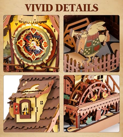 ROKR Seahorse Barque Wooden Puzzle+ROKR Cuckoo Mechanical Wooden Building