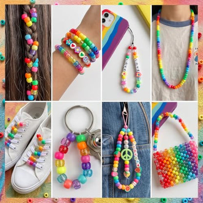 QUEFE 5 Boxes 96 Colors 3300pcs Pony Beads Bracelet Making Kit - color: 96 colors