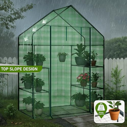 Outvita Walk-in Greenhouse, 3 Tiers 4 Shelves, Durable PE, 56"x29"x77" - style: 3 tiers 4 shelves