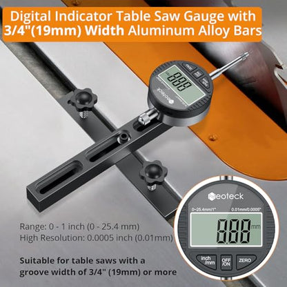 Neoteck 0-1" Digital Dial Indicator Table Saw Gauge Suitable for Table Saws - color: Black