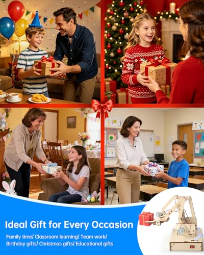 Robot Arm Kits, Robotics for Kids Ages 8-12 14-16 STEM Toys, DIY Science Experiment Engineering Building Circuits Projects, Birthday Gifts for 9 10 11 13 14 15 16+ Year Old Boys Girls Teens Adults