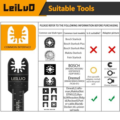 LEILUO 158Pcs Multitool Blades Kit, Oscillating Tool Blades & Saw Blades