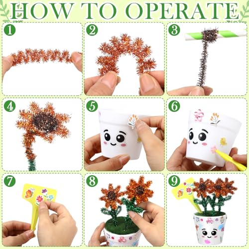 Funnymoom 36 Pcs Paintable Flower Pots Kit, Back to School Craft Kit - style: Cute