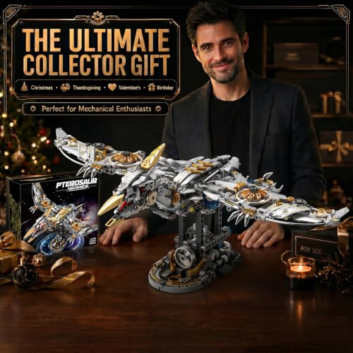 Display Model Mechanical Pterosaur Building Set with Adjustable Limbs, 1266+PCS, Light Up Home Office Decor - color: Mechanical Pterosaur