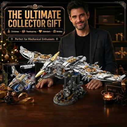Display Model Mechanical Pterosaur Building Set with Adjustable Limbs, 1266+PCS, Light Up Home Office Decor - color: Mechanical Pterosaur