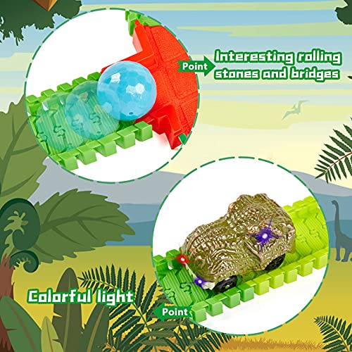 BEMITON Dinosaur Race Track Toy for Kids Ages 3-6 - color: Green Dinosaur Race Track