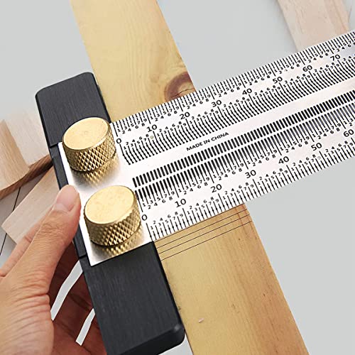 Ultra Precise Marking T-Ruler Stainless Steel Marking Rulers, T Square Hole, Stainless Steel Woodworking Scribing, Positioning, Scribbling Measuring Device for Carpenter(400 mm/16inch) - style: 400mm